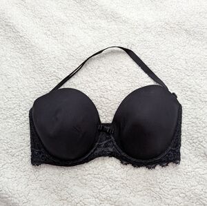 36F Simone Perle Strapless Black Lace Bra Halter Adjustable Multiway